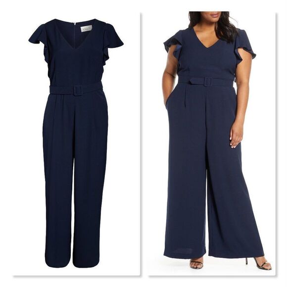 Eliza J Flutter Sleeve Jumpsuit size in Navy - NEW - Picture 3 of 10